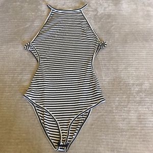 Striped cutout bodysuit